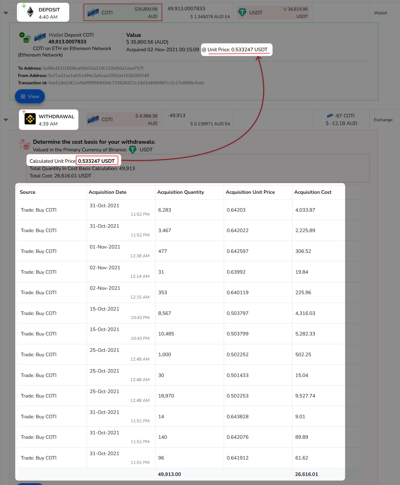 Automatic Cost Base Detection Binance To Ethereum