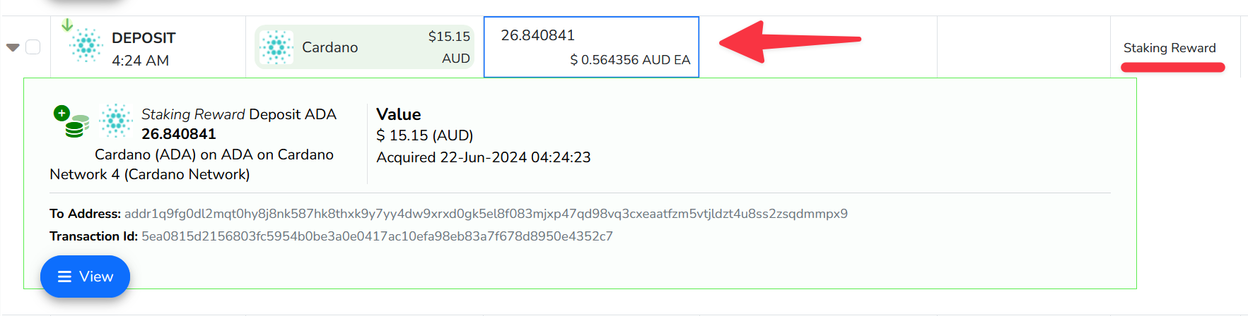 Cardano Staking rewards CHAINOMETRY